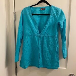 blue linen long sleeve